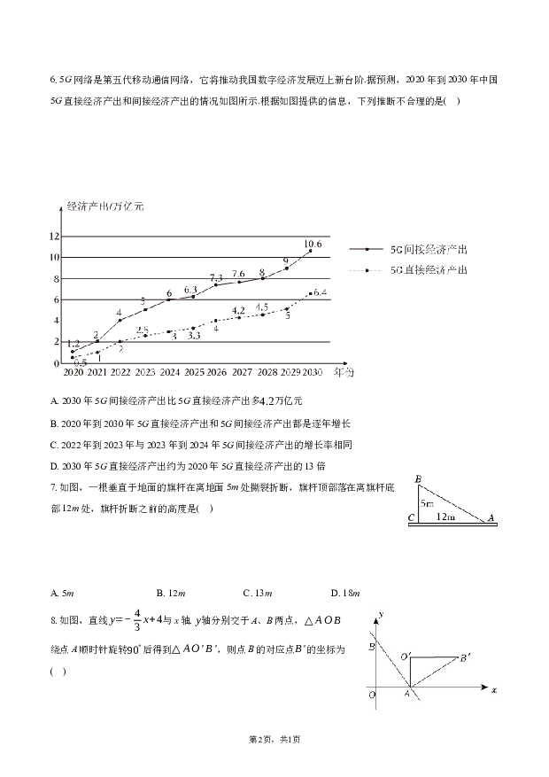 2023年甘肃酒泉市中考数学三模试卷.docx 第2页