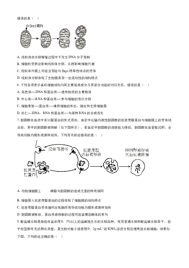 甘肃张掖市某重点校2022-2023学年高一下学期2月月考试题 生物(含参考答案) 第2页