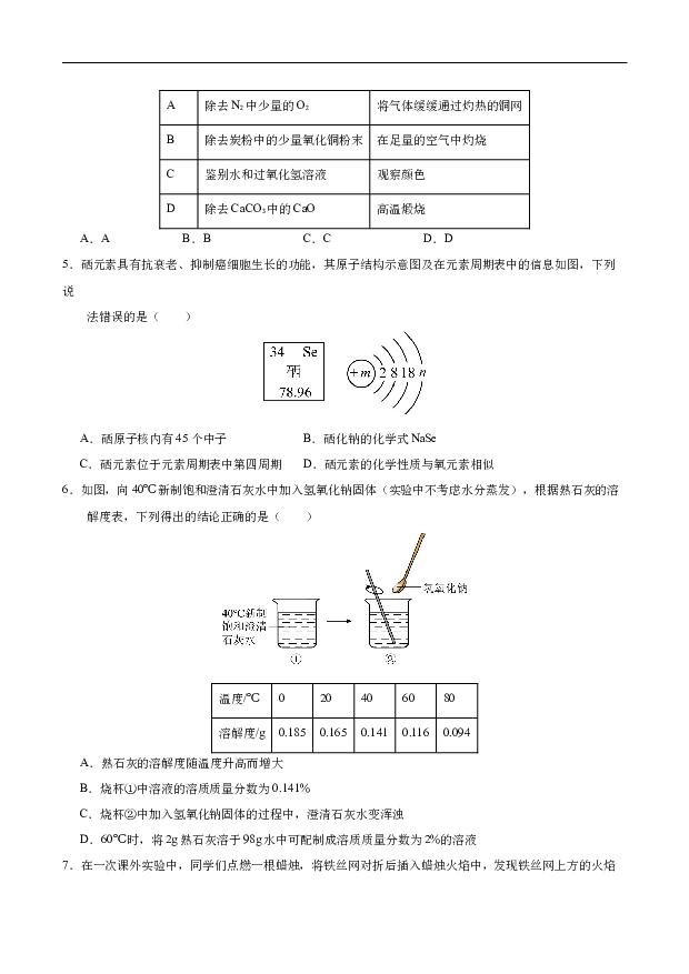 绵阳备战2024年中考化学模拟卷01.docx 第2页