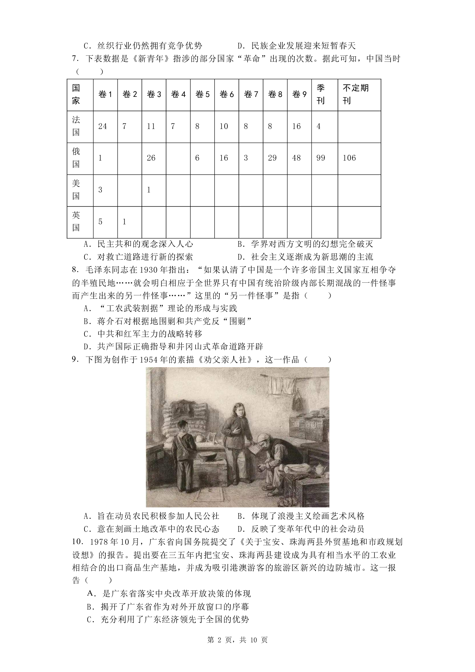 重庆璧山中学校2024-2025学年高三下学期3月份选择性考试适应性考试历史试题.docx 第2页