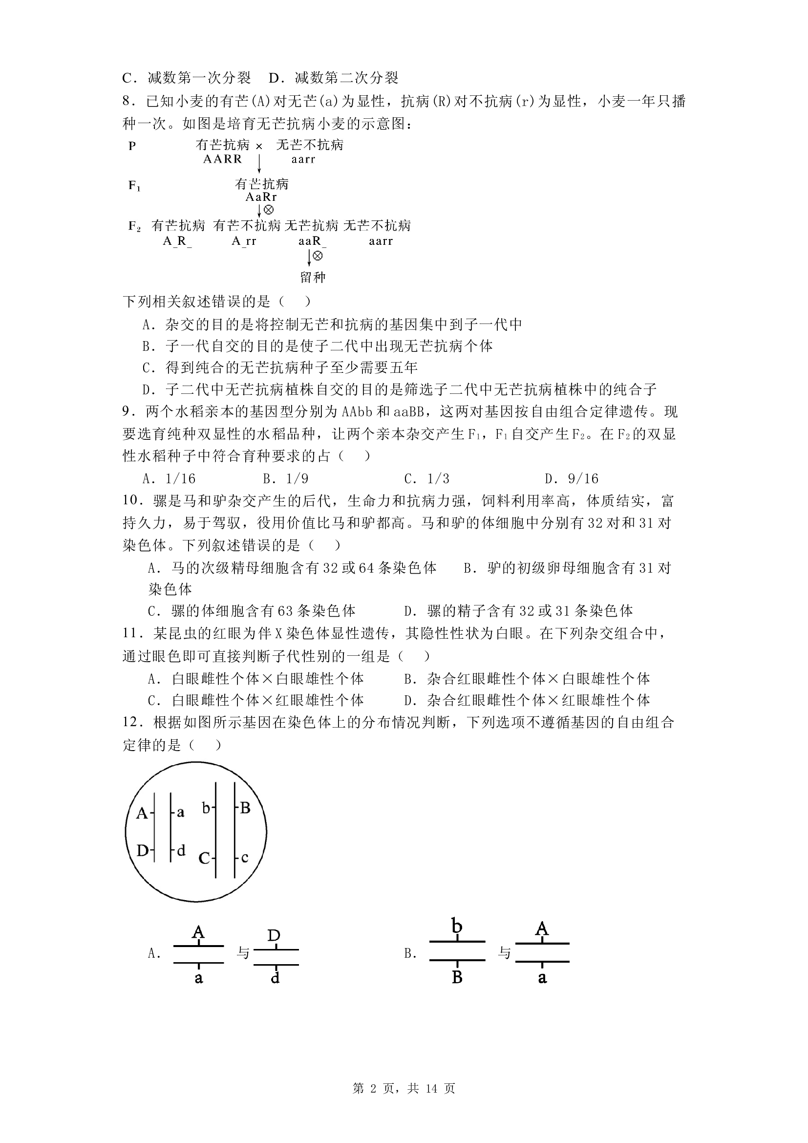 广西壮族自治区玉林市玉林市容县高中、北流高中、博白县三校联考2024-2025学年高一下学期3月月考生物试题.docx 第2页
