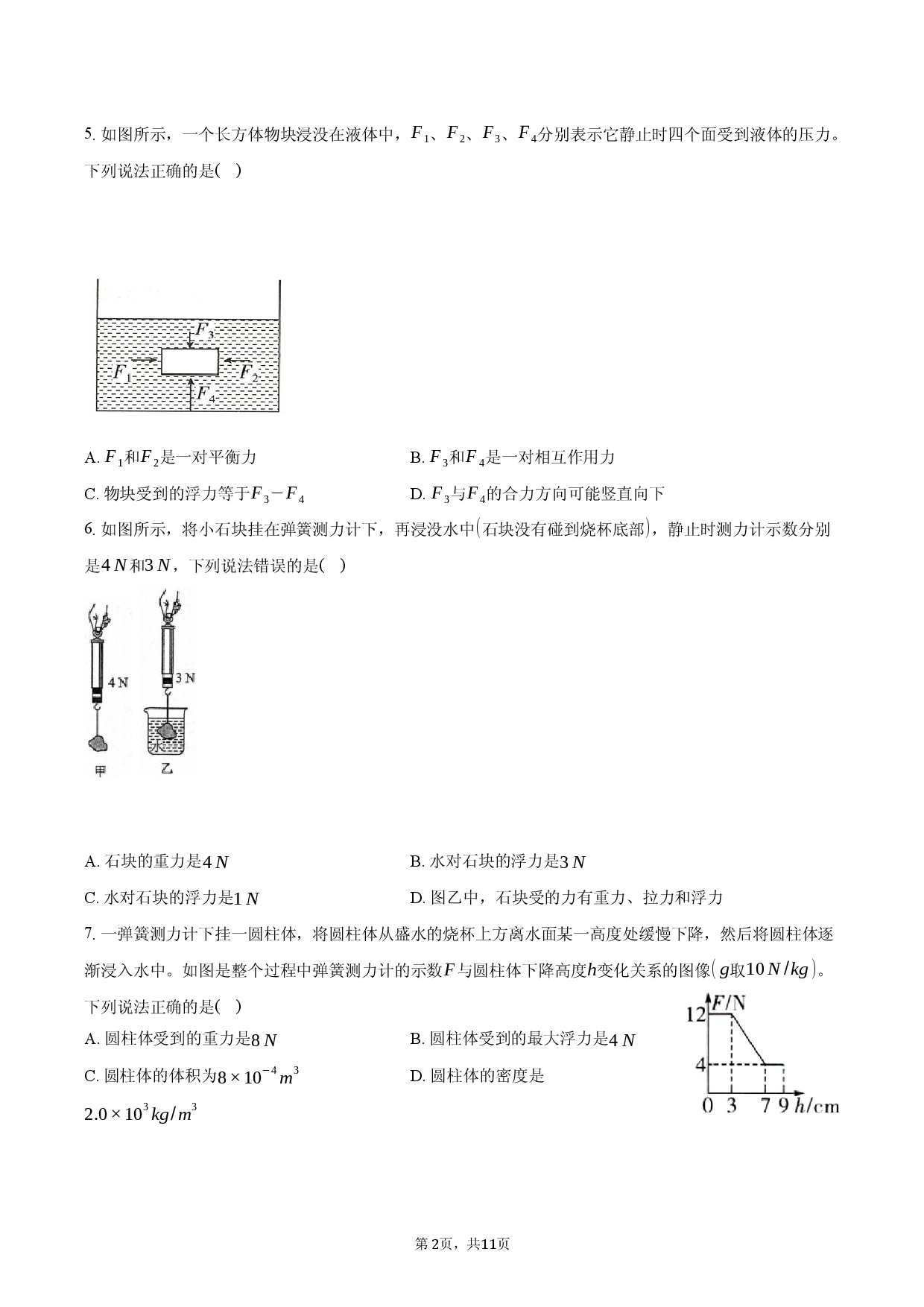 2026年中考复习-专题十浮力（基础版）.docx 第2页