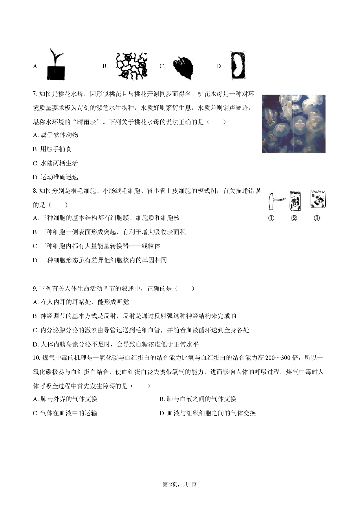 2025年陕西省西安市中考生物模拟试卷（一）.docx 第2页