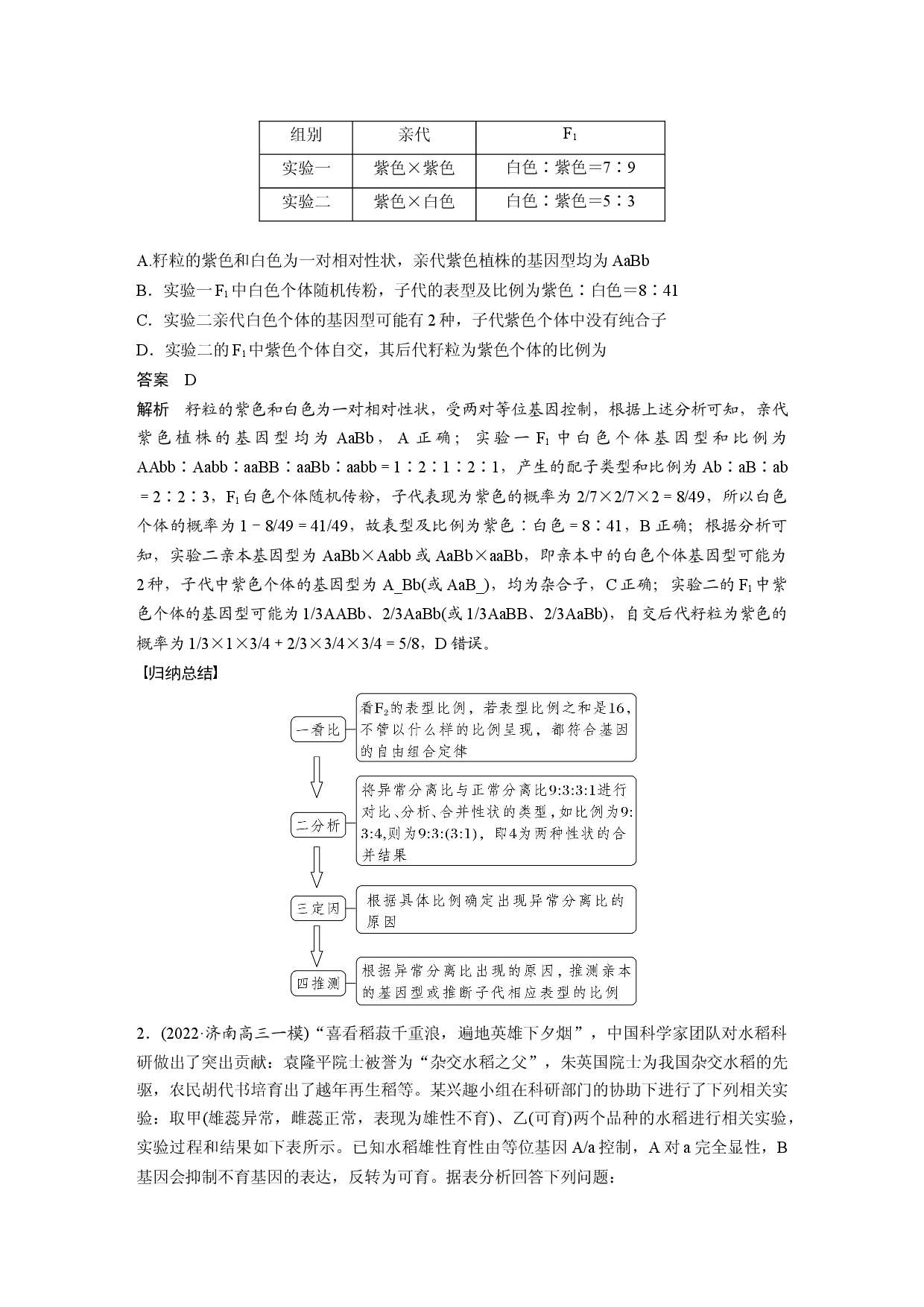 第五单元 第4课时　自由组合定律中的特殊比例和实验探究.docx 第2页