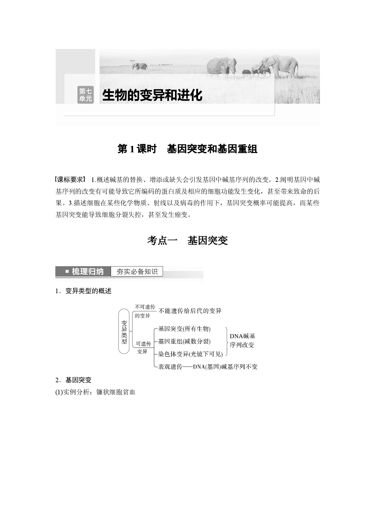 第七单元 第1课时　基因突变和基因重组.docx 第1页