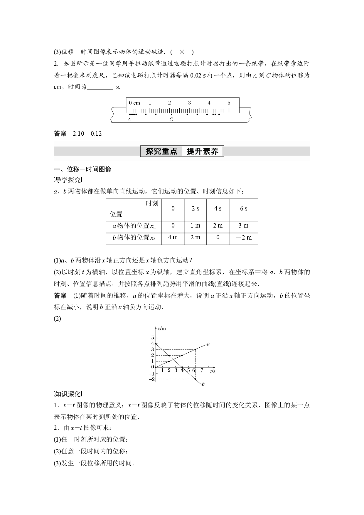 第一章　2　第2课时　位移－时间图像　位移和时间的测量.docx 第2页
