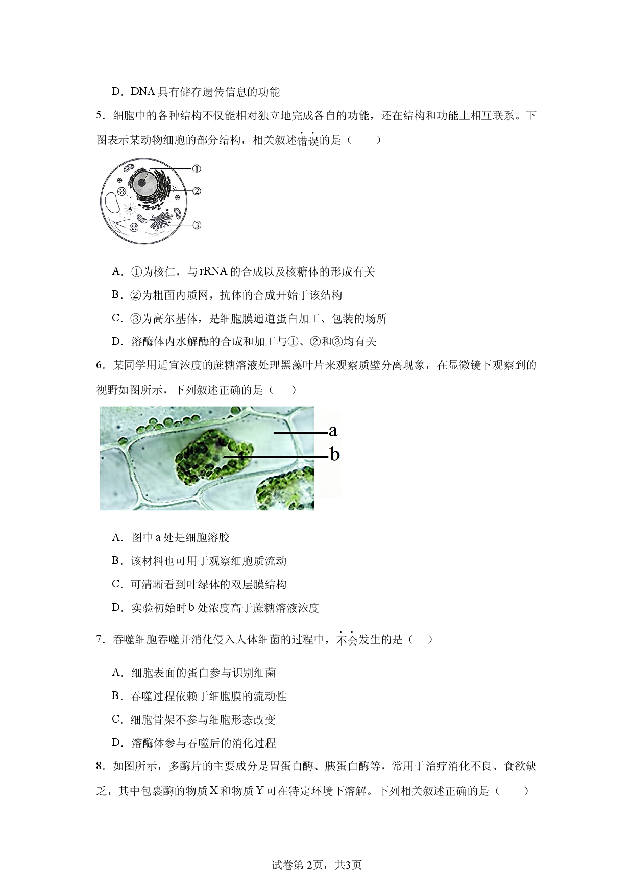 2026年甘肃省高中学业水平考试生物模拟卷.docx 第2页