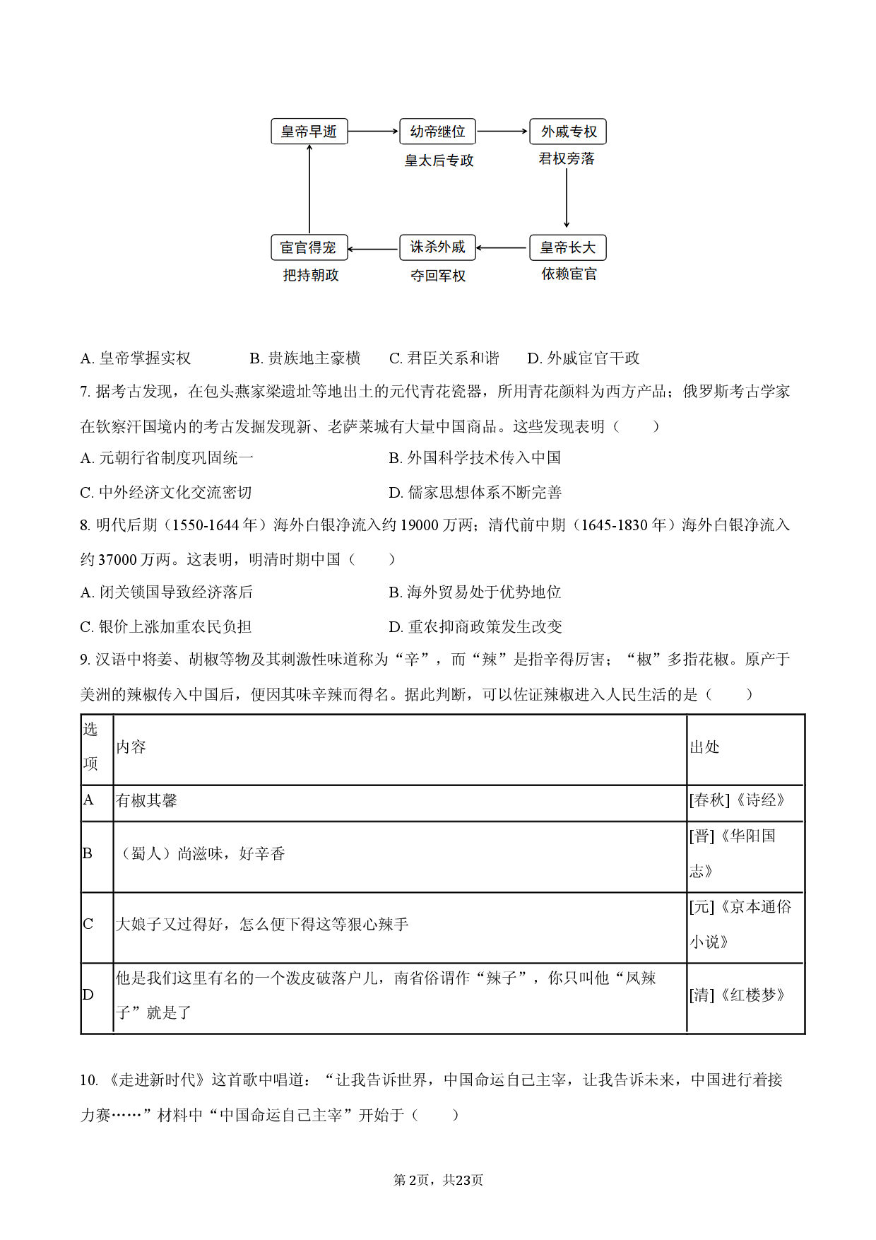 2026年广东省汕尾市中考历史模拟试卷（I）.docx 第2页