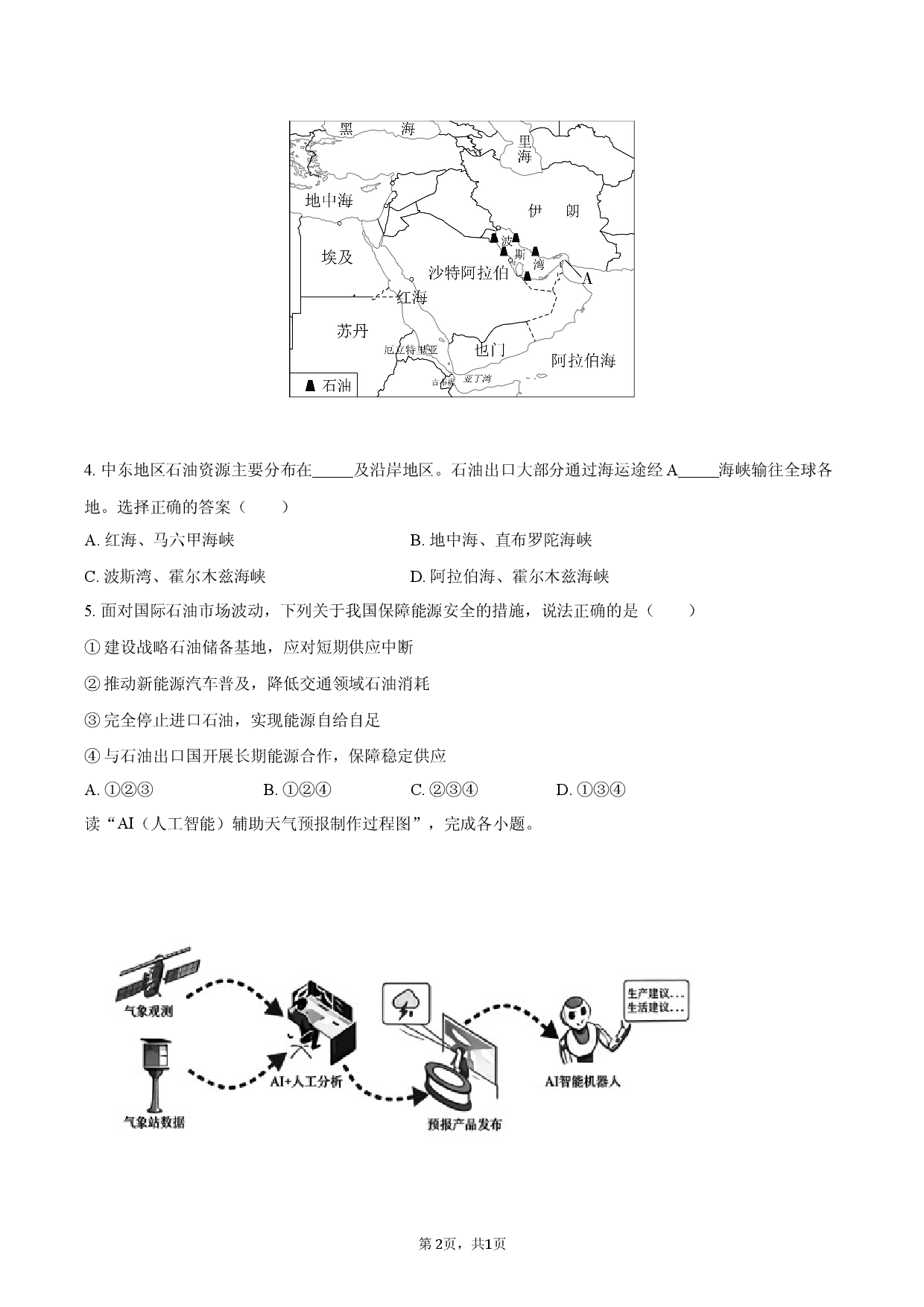 2026年山东省泰安市中考地理模拟试卷.docx 第2页