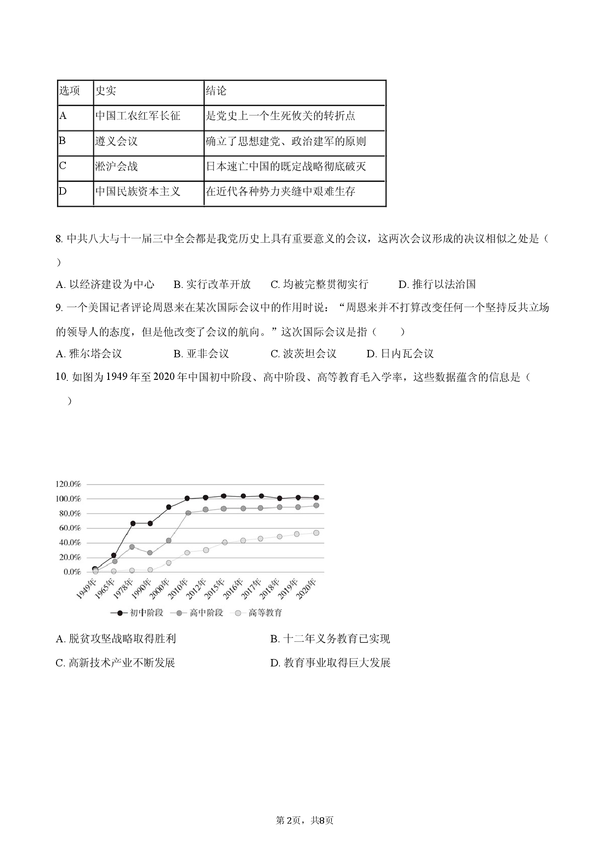 2026年四川省绵阳市多校中考历史二模试卷.docx 第2页